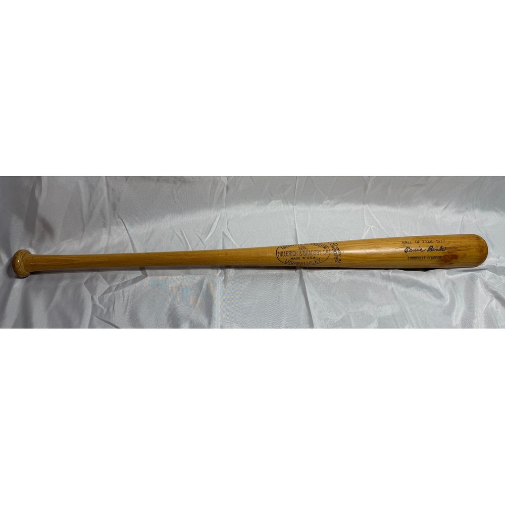 Ernie Banks Hall of Fame 1977 Louisville Slugger Engraved Signature Wood Bat 34"
